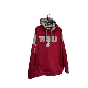 VTG Men's Stadium Athletic Crimson Washington State Cougars Arch & Logo Pullover